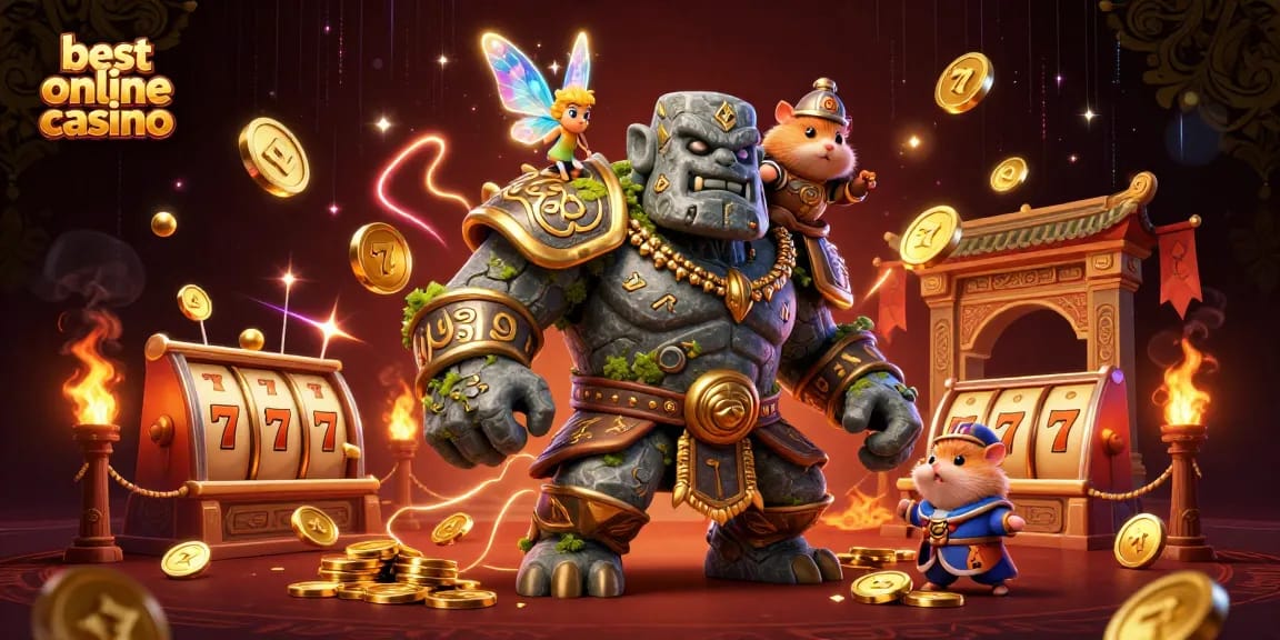 Experience the best online casino adventure with a magical golem, fairy, and hamster knight.