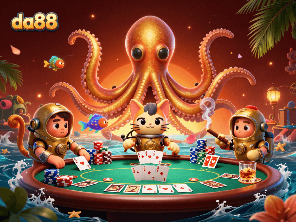 Players enjoy the thrilling atmosphere of da88 with poker chips and colorful game elements.