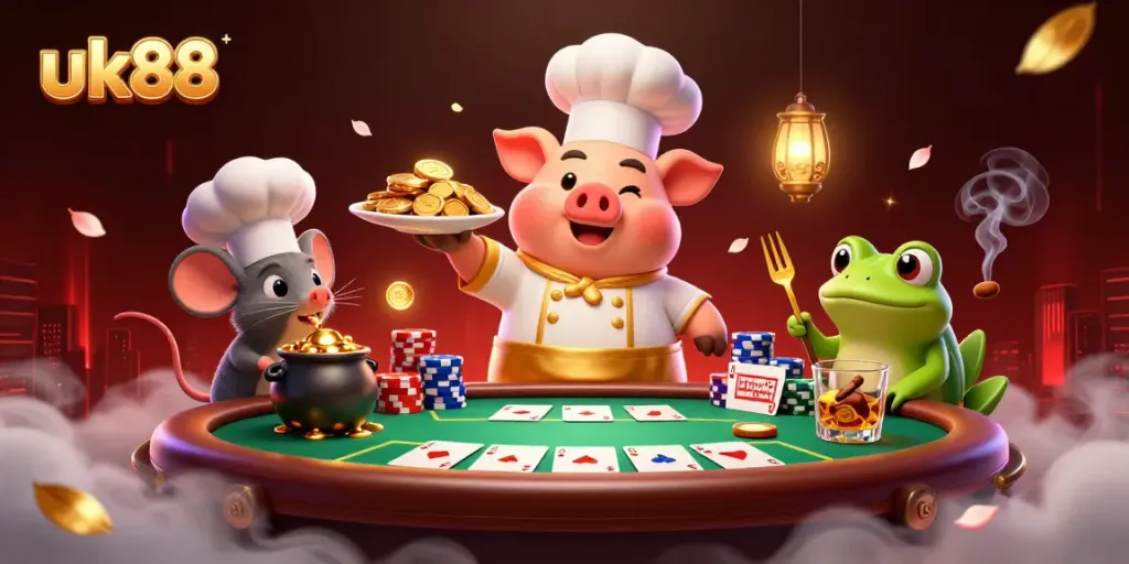 Experience the vibrant uk88 casino scene with lively characters and rich gaming elements.