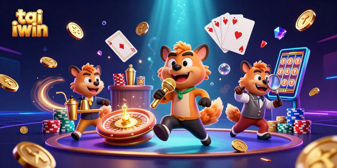 Experience the excitement at tai iwin with lively hyenas entertaining in a dazzling casino scene.