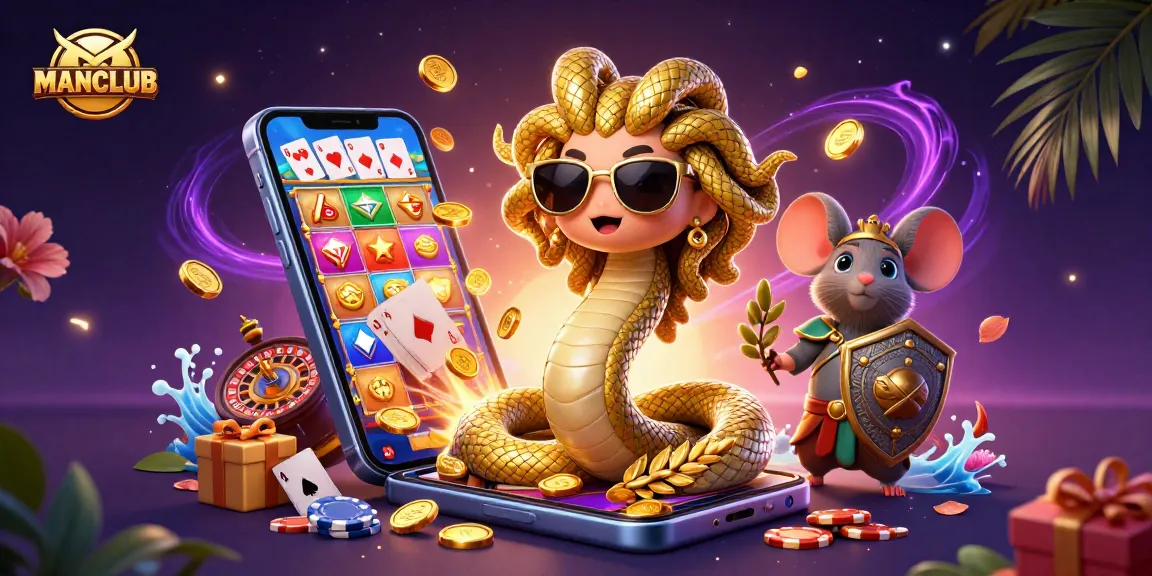 Engage in thrilling gaming experiences with MANCLUB's vibrant 3D casino scene filled with excitement.