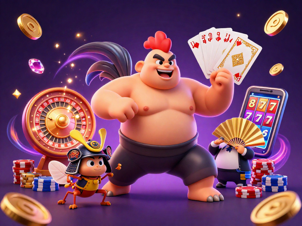 Engage with Oxbet's vibrant casino scene featuring a sumo rooster and samurai cricket amidst rich game elements.