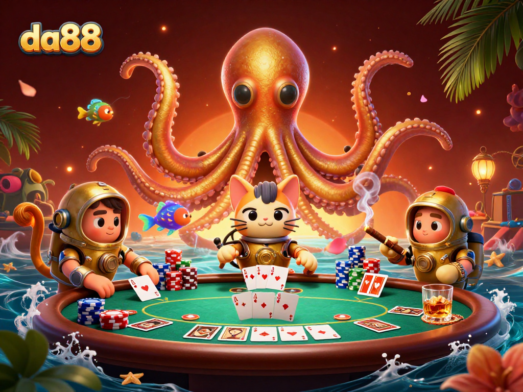 Players enjoy the thrilling atmosphere of da88 with poker chips and colorful game elements.