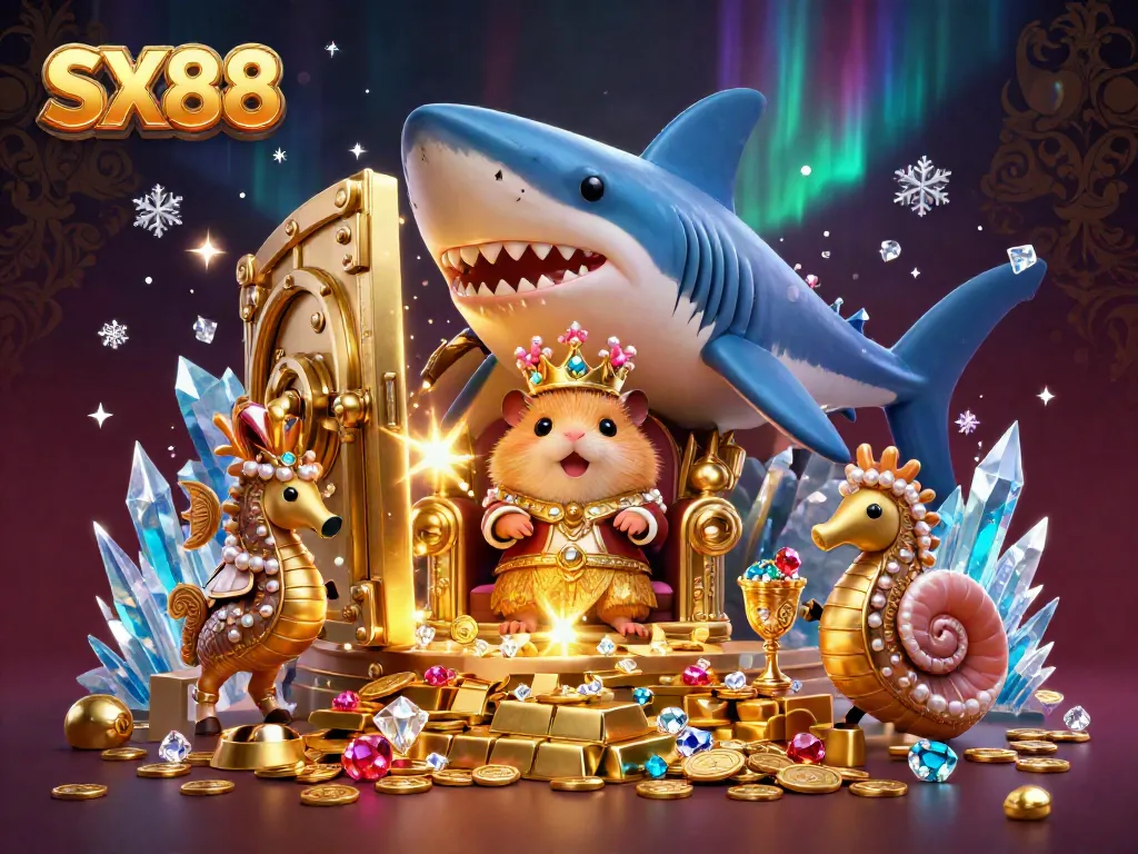 SX88 immersive casino theme featuring a golden hamster king and treasure elements for gaming excitement.