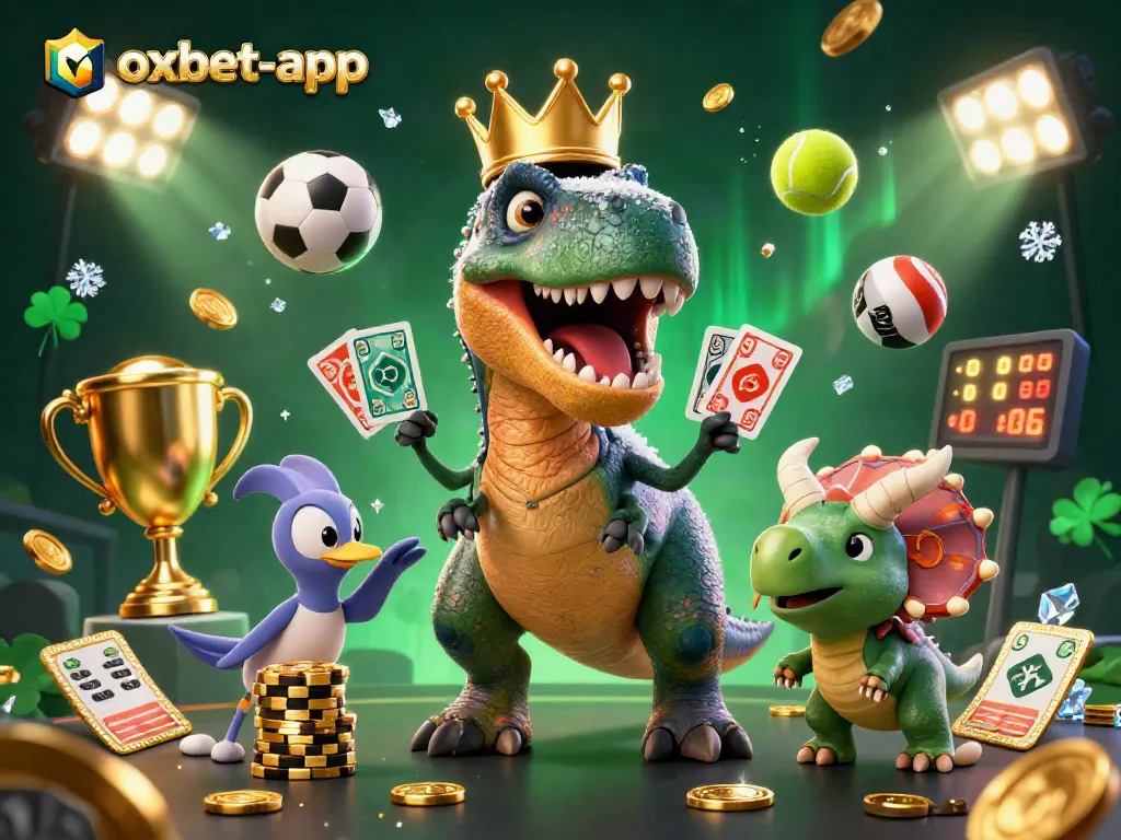 Win big with exhilarating games at oxbet-app with friendly dinosaurs and vibrant casino elements.