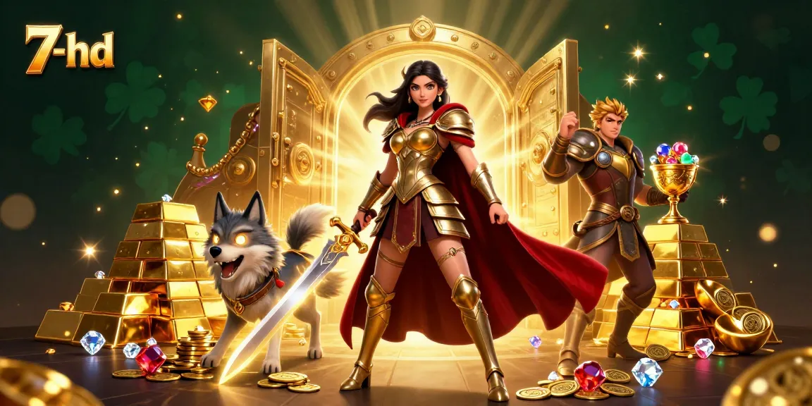 Engage with thrilling gaming action at 7-hd, filled with glimmering treasures and heroic characters.