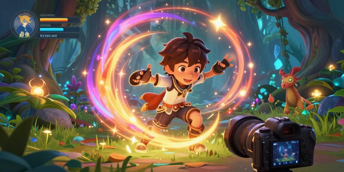 Transformation hentai games featuring animated character in vibrant fantasy world with magical effects and lush forest.