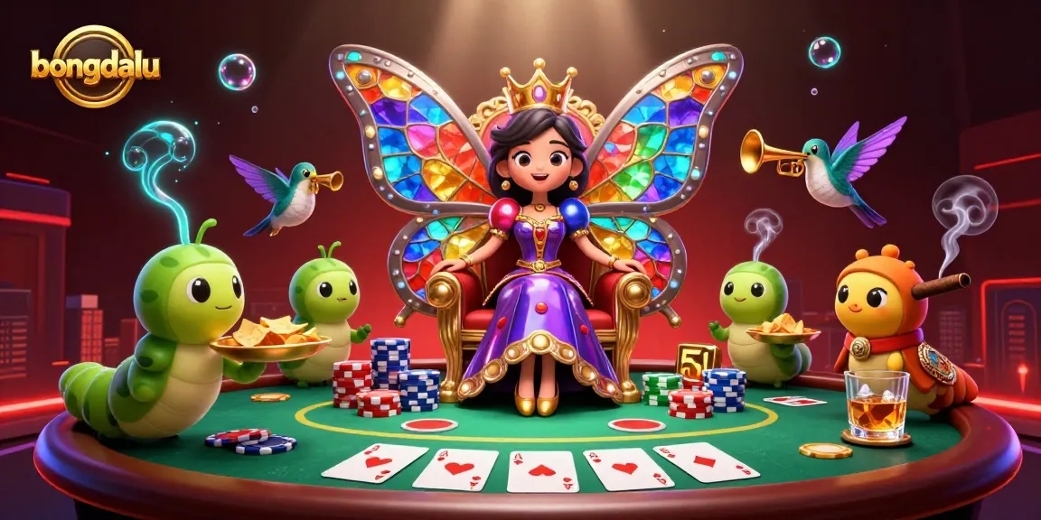 Bongdalu captures the excitement of poker with vibrant characters, chips, and a dramatic casino scene.